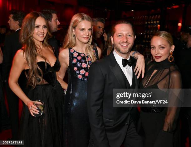 Jessica Alba, Kelly Sawyer Patricof, Derek Blasberg, and Nicole Richie attend the 2024 Vanity Fair Oscar Party Hosted By Radhika Jones at Wallis...