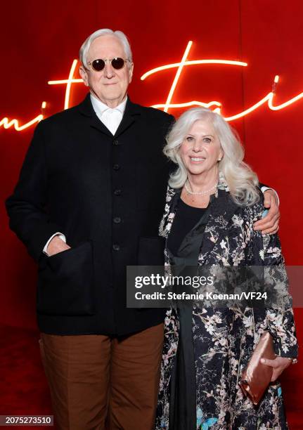 Bone Burnett and Callie Khouri attend the 2024 Vanity Fair Oscar Party Hosted By Radhika Jones at Wallis Annenberg Center for the Performing Arts on...