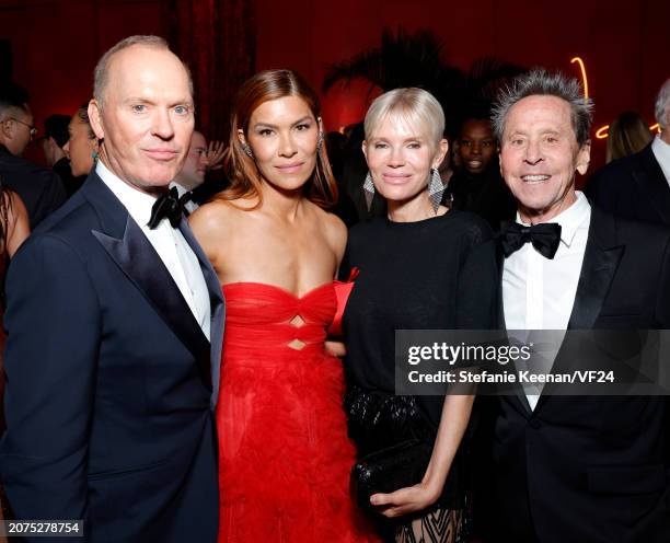 Michael Keaton, Veronica Smiley, Marni Turner, and Brian Grazer attend the 2024 Vanity Fair Oscar Party Hosted By Radhika Jones at Wallis Annenberg...