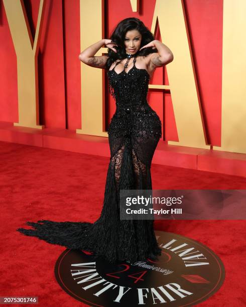 Cardi B attends the 2024 Vanity Fair Oscar Party hosted by Radhika Jones at Wallis Annenberg Center for the Performing Arts on March 10, 2024 in...