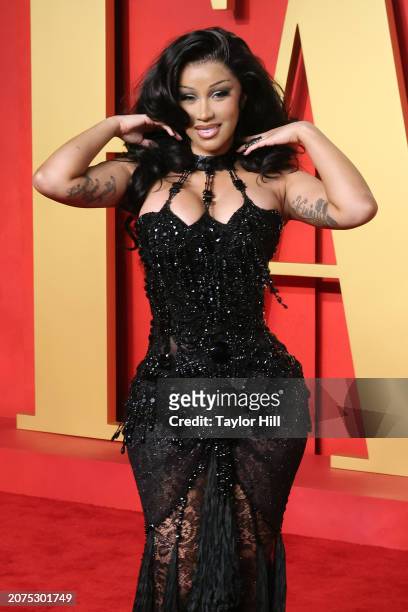 Cardi B attends the 2024 Vanity Fair Oscar Party hosted by Radhika Jones at Wallis Annenberg Center for the Performing Arts on March 10, 2024 in...