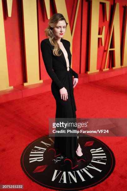 Lorraine Nicholson attends the 2024 Vanity Fair Oscar Party Hosted By Radhika Jones at Wallis Annenberg Center for the Performing Arts on March 10,...