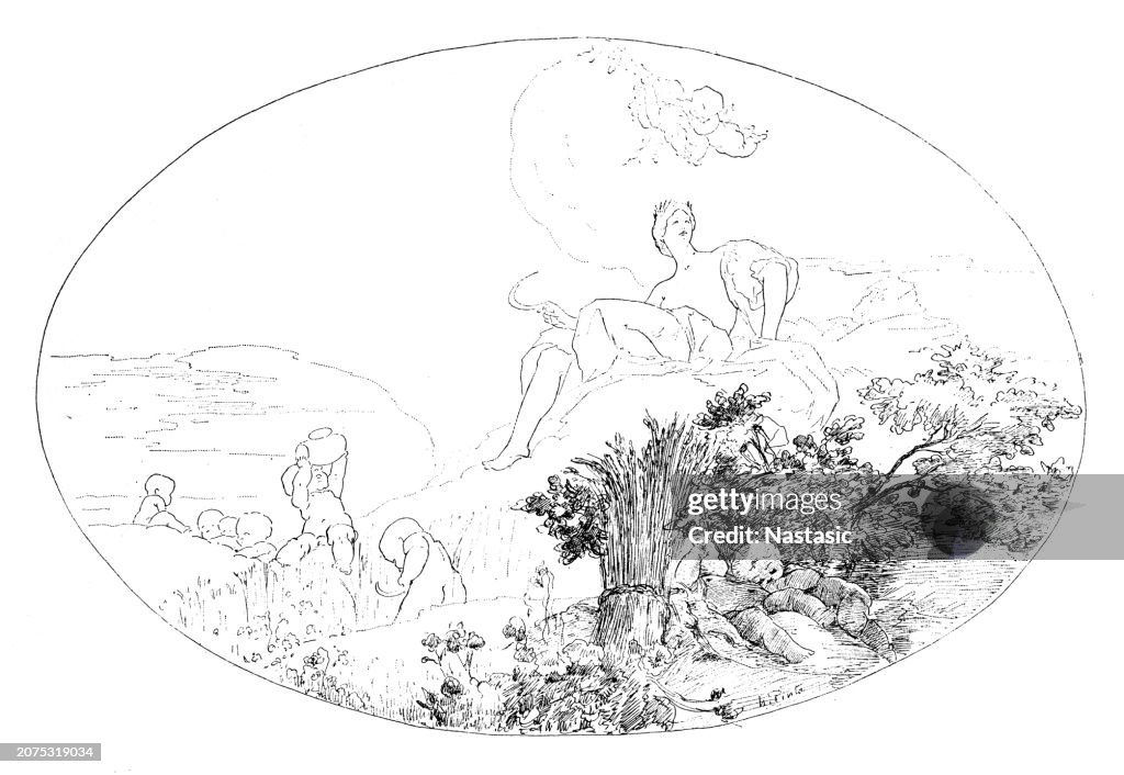 Ceiling decoration depicting Ceres with the fruits of the earth