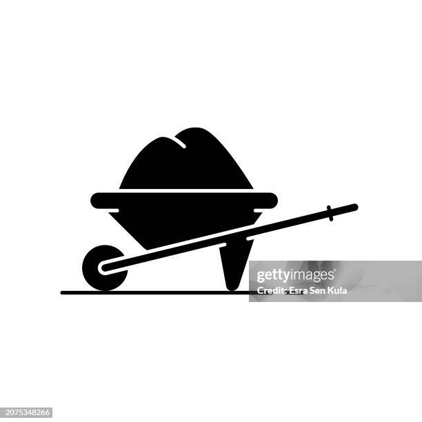 wheelbarrow solid icon design. suitable for infographics, web pages, mobile apps, ui, ux, and gui design. - contractor white background stock illustrations