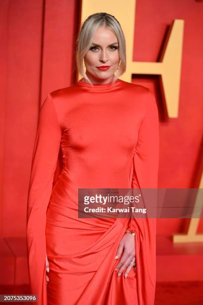 Lindsey Vonn attends the 2024 Vanity Fair Oscar Party hosted by Radhika Jones at Wallis Annenberg Center for the Performing Arts on March 10, 2024 in...