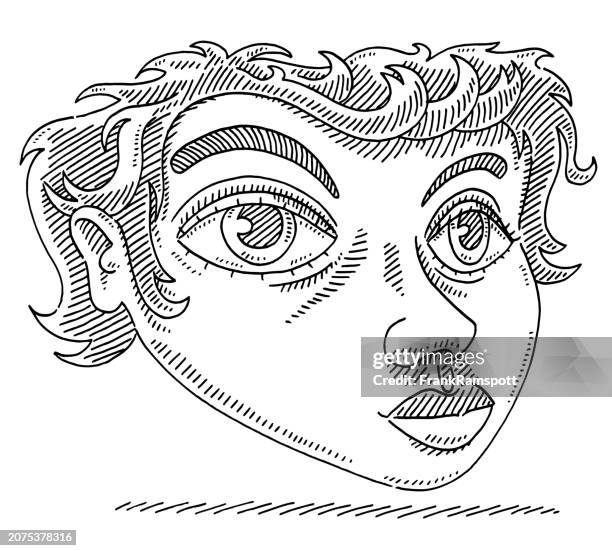 distorted woman avatar portrait drawing - distorted portrait stock illustrations