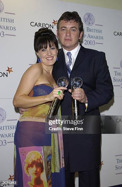 Television soap stars Kasey Ainsworth and Shane Richie in the press room at BBC Television Centre in West London on May 10, 2003 after the 5th Annual...