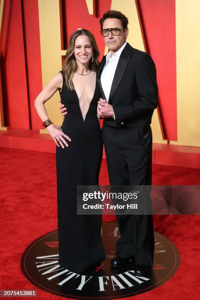 Susan Downey and Robert Downey Jr. Attend the 2024 Vanity Fair Oscar Party hosted by Radhika Jones at Wallis Annenberg Center for the Performing Arts...