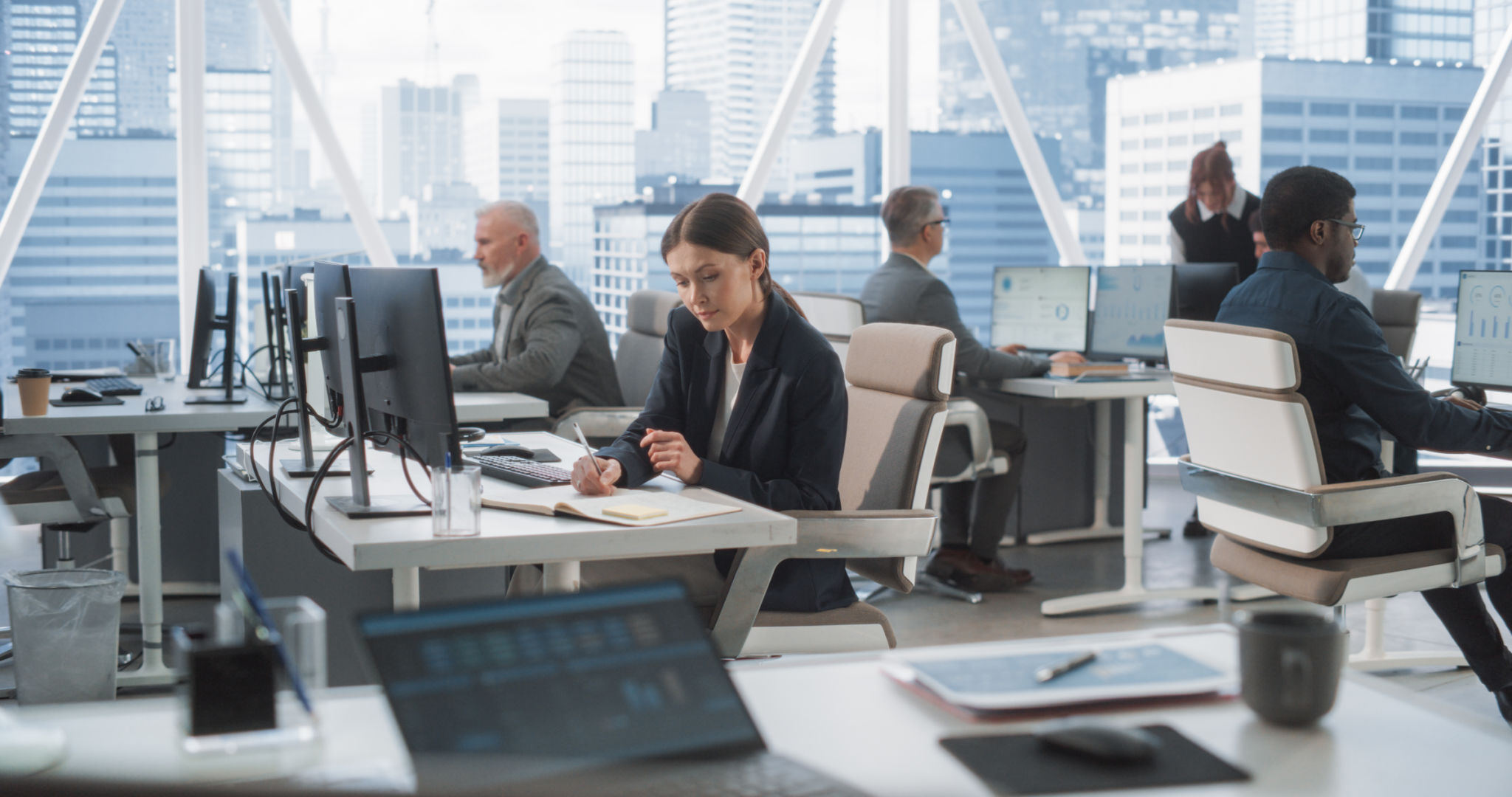 busy city office