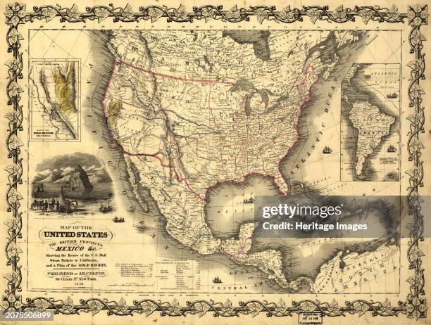 Map of the United States, the British provinces, Mexico &c., 1849. Shows California's gold region and western trails. Includes illustration of...