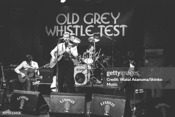 British band XTC perform on BBC TV music programme 'Old Grey Whistle Test' on 6th April 1982. Andy Partridge vocals, Colin Moulding , Terry Chambers...