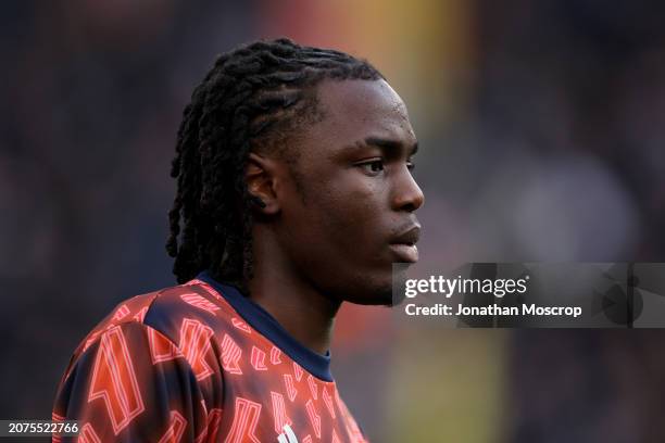 Joseph Nonge Boende of Juventus looks on during the warm up prior to the Serie A TIM match between Juventus and Atalanta BC - Serie A TIM at Allianz...