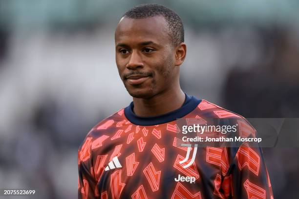 Tiago Djalo of Juventus reacts during the warm up prior to the Serie A TIM match between Juventus and Atalanta BC - Serie A TIM at Allianz Stadium on...
