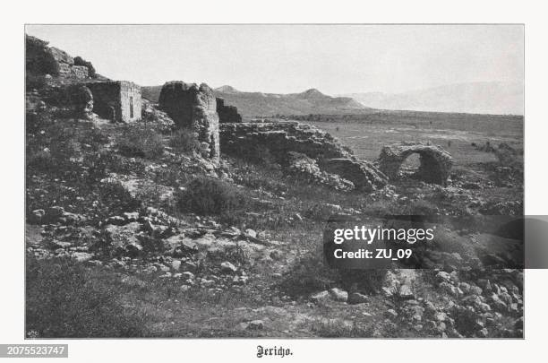 historical view of jericho, palestine, halftone print, published in 1899 - palestine stock illustrations