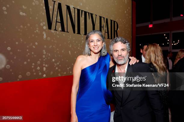 Radhika Jones, Editor-in-Chief of Vanity Fair, and Mark Ruffalo attend the 2024 Vanity Fair Oscar Party Hosted By Radhika Jones at Wallis Annenberg...