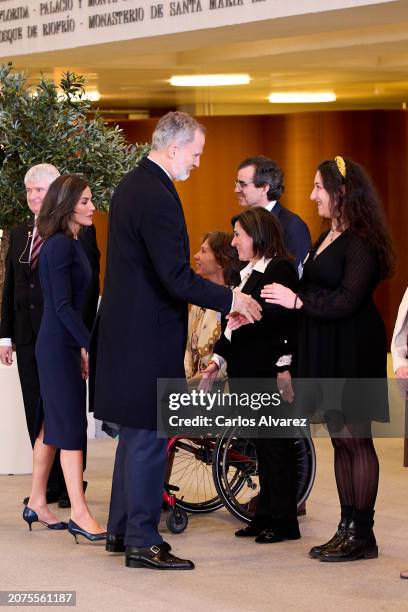 King Felipe VI of Spain and Queen Letizia of Spain attend a commemorative event for the European Day of the Victims of Terrorism at the Royal...