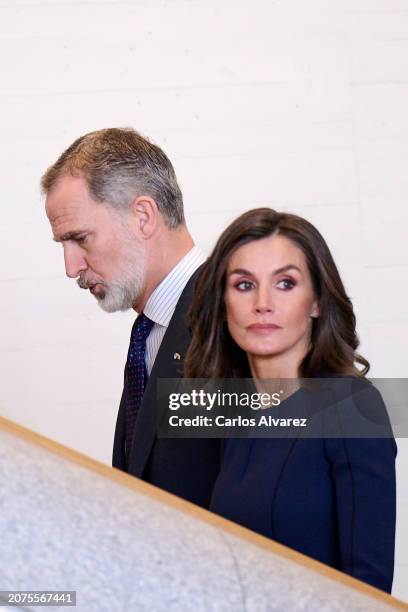 King Felipe VI of Spain and Queen Letizia of Spain attend a commemorative event for the European Day of the Victims of Terrorism at the Royal...