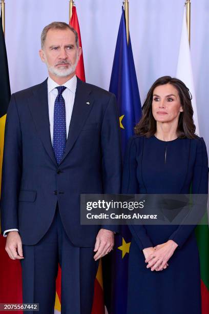 King Felipe VI of Spain and Queen Letizia of Spain attend a commemorative event for the European Day of the Victims of Terrorism at the Royal...