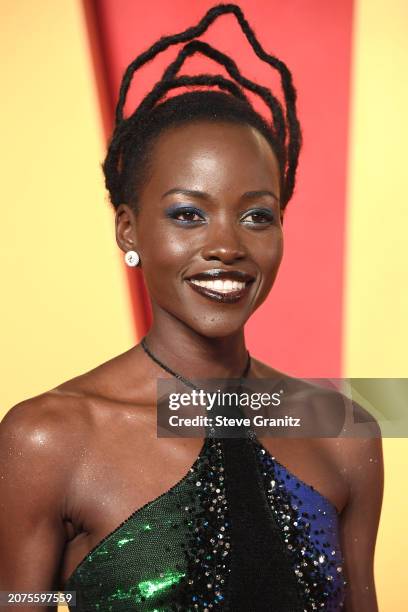 Lupita Nyong'o arrives at the 2024 Vanity Fair Oscar Party Hosted By Radhika Jones at Wallis Annenberg Center for the Performing Arts on March 10,...