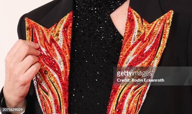 Diane Warren, fashion detail, attends the 96th Annual Academy Awards on March 10, 2024 in Hollywood, California.