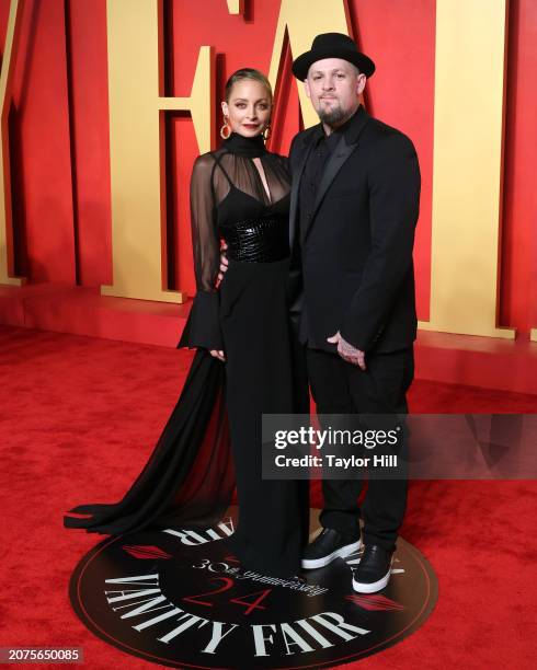 Nicole Richie and Benji Madden attend the 2024 Vanity Fair Oscar Party hosted by Radhika Jones at Wallis Annenberg Center for the Performing Arts on...