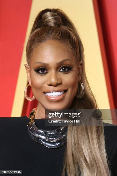 Laverne Cox attends the 2024 Vanity Fair Oscar Party hosted by Radhika Jones at Wallis Annenberg Center for the Performing Arts on March 10, 2024 in...