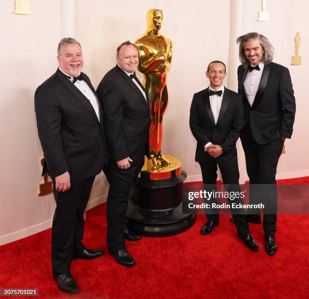 Guy Williams, Stephane Ceretti, Theo Bialek and Alexis Wajsbrot attend the 96th Annual Academy Awards on March 10, 2024 in Hollywood, California.