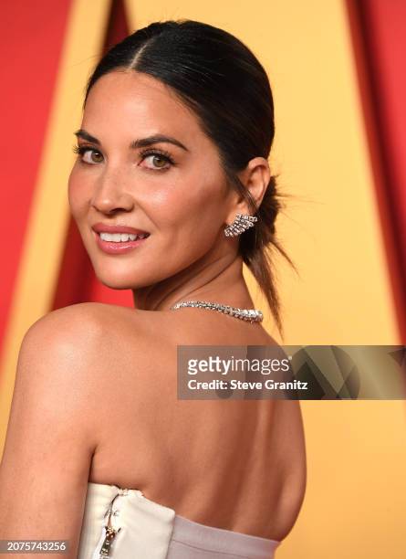 Olivia Munn arrives at the 2024 Vanity Fair Oscar Party Hosted By Radhika Jones at Wallis Annenberg Center for the Performing Arts on March 10, 2024...