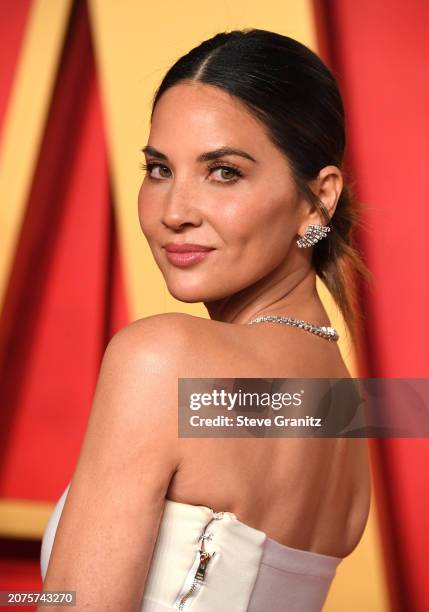 Olivia Munn arrives at the 2024 Vanity Fair Oscar Party Hosted By Radhika Jones at Wallis Annenberg Center for the Performing Arts on March 10, 2024...