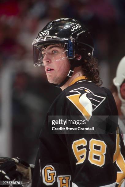 Pittsburgh Penguins forward, Jaromir Jagr, looks towards his bench during a T.V. Timeout during the game against the NJ Devils at the Meadowlands...