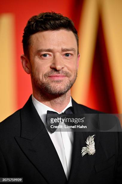 Justin Timberlake attends the 2024 Vanity Fair Oscar Party Hosted By Radhika Jones at Wallis Annenberg Center for the Performing Arts on March 10,...