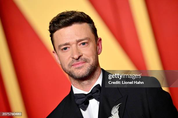 Justin Timberlake attends the 2024 Vanity Fair Oscar Party Hosted By Radhika Jones at Wallis Annenberg Center for the Performing Arts on March 10,...
