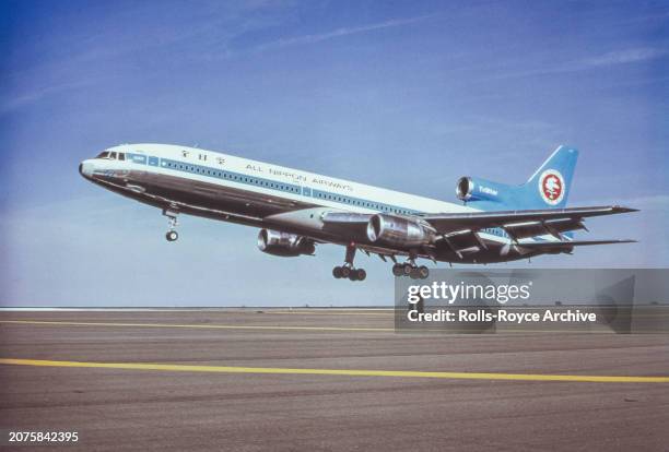 All Nippon Airways Lockheed L-1011 Tristar landing powered by Rolls-Royce RB211-22B aero engines.
