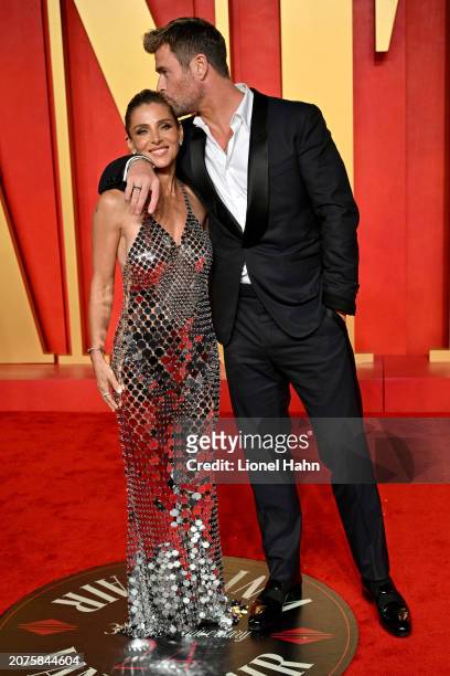 Elsa Pataky, Chris Hemsworth attend the 2024 Vanity Fair Oscar Party Hosted By Radhika Jones at Wallis Annenberg Center for the Performing Arts on...