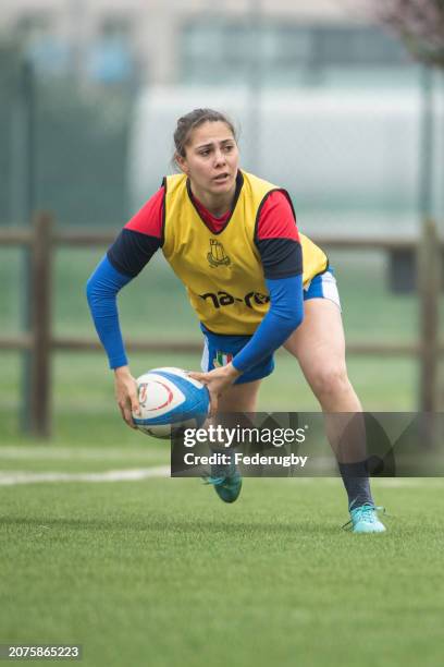 Nicole Mastrangelo during training session on the pitch for the Italian Women National team in the pre-six nations meeting on March 11, 2024 in...