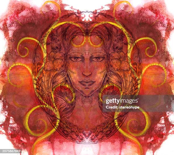 frau der stärke - poppy flower painting stock-grafiken, -clipart, -cartoons und -symbole