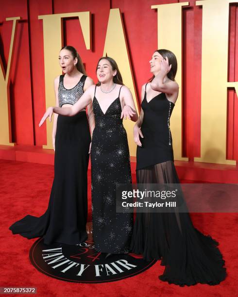 Este Haim, Alana Haim, and Danielle Haim attend the 2024 Vanity Fair Oscar Party hosted by Radhika Jones at Wallis Annenberg Center for the...