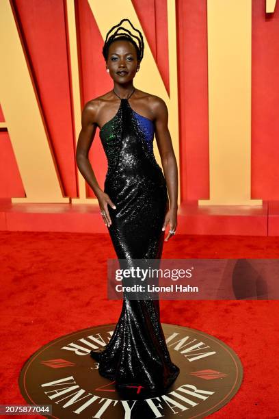 Lupita Nyong'o attends the 2024 Vanity Fair Oscar Party Hosted By Radhika Jones at Wallis Annenberg Center for the Performing Arts on March 10, 2024...