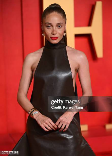 Adwoa Aboahattends the 2024 Vanity Fair Oscar Party hosted by Radhika Jones at the Wallis Annenberg Center for the Performing Arts on March 10, 2024...