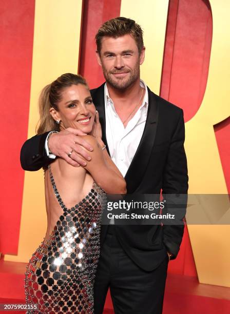 Elsa Pataky, Chris Hemsworth arrives at the 2024 Vanity Fair Oscar Party Hosted By Radhika Jones at Wallis Annenberg Center for the Performing Arts...