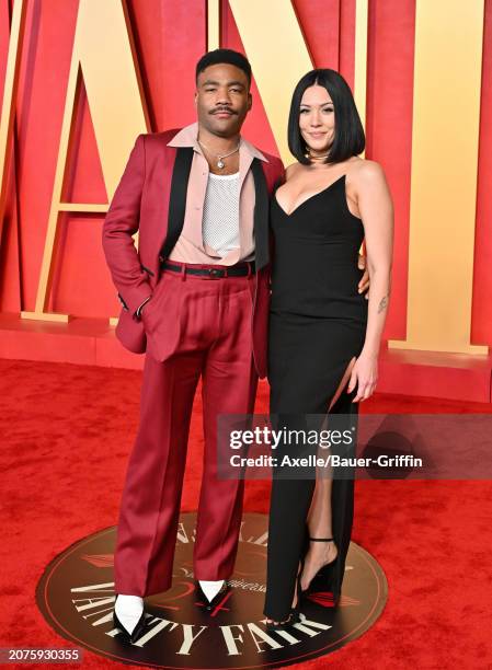 Donald Glover and Michelle White attend the 2024 Vanity Fair Oscar Party hosted by Radhika Jones at Wallis Annenberg Center for the Performing Arts...