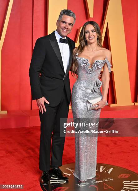 Cash Warren and Jessica Alba attend the 2024 Vanity Fair Oscar Party hosted by Radhika Jones at Wallis Annenberg Center for the Performing Arts on...