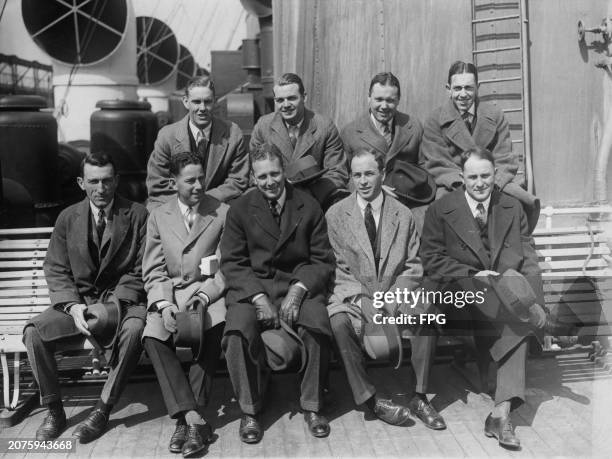 United States Golf Association golfers on board the RMS Mauretania en route for the United Kingdom, 1923. The golfers were travelling to compete in...