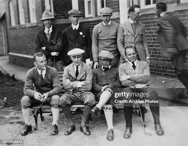 American golfers pose for a group portrait during the international golf tournament at the Royal Liverpool Golf Club at Hoylake, Wirral, Cheshire,...