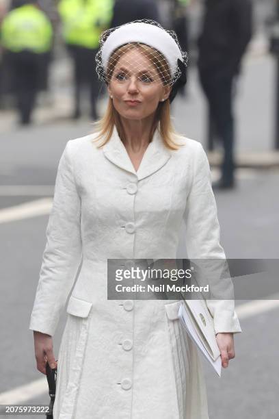 Geri Horner leaving the 2024 Commonwealth Day Service at Westminster Abbey on March 11, 2024 in London, England.