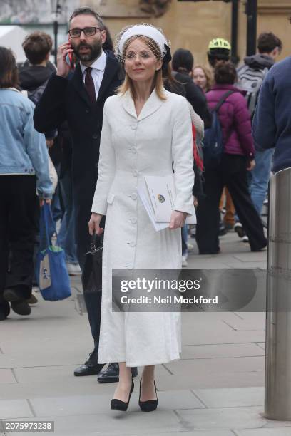 Geri Horner leaving the 2024 Commonwealth Day Service at Westminster Abbey on March 11, 2024 in London, England.