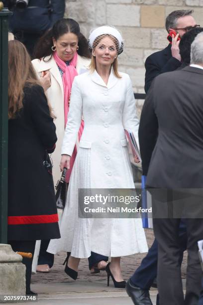 Geri Horner leaving the 2024 Commonwealth Day Service at Westminster Abbey on March 11, 2024 in London, England.