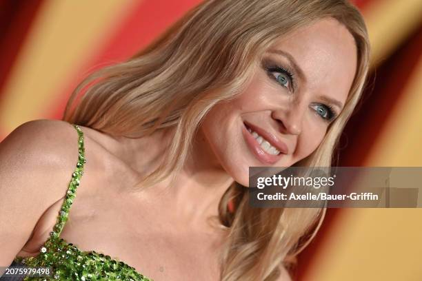 Kylie Minogue attends the 2024 Vanity Fair Oscar Party hosted by Radhika Jones at Wallis Annenberg Center for the Performing Arts on March 10, 2024...