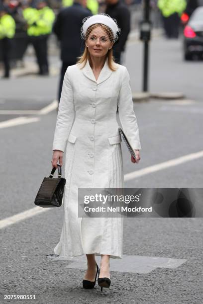 Geri Horner leaving the 2024 Commonwealth Day Service at Westminster Abbey on March 11, 2024 in London, England.