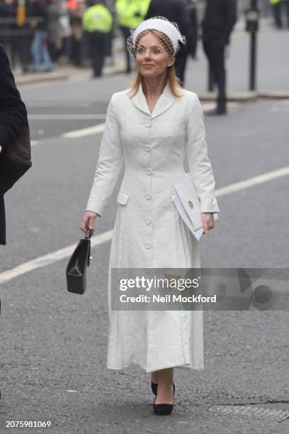 Geri Horner leaving the 2024 Commonwealth Day Service at Westminster Abbey on March 11, 2024 in London, England.